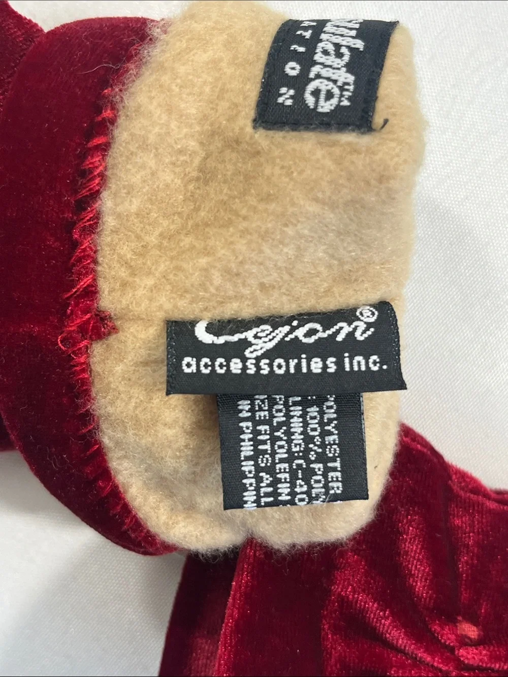 Cejon Velvet Gloves in Wine Red Thinsulate Lining One Size